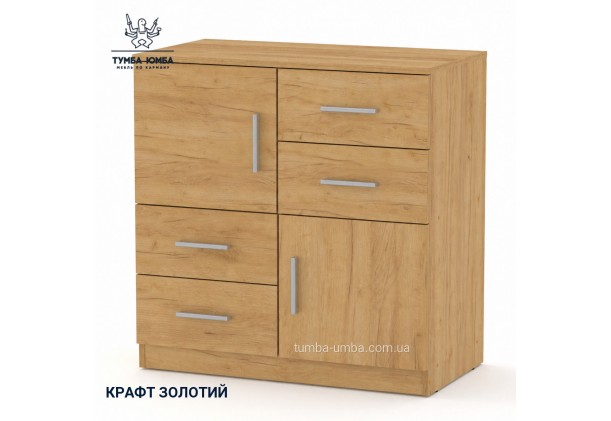 Фото товару «Комод 2+4 з дверцятами та ящиками» у кольорі дуб крафт золотий, загальний вигляд - Компанит - Тумба-Юмба