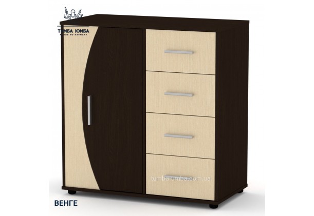 Фото товару «Комод 4-1-1 з дверцятами та ящиками» у кольорі венге, загальний вигляд - Компанит - Тумба-Юмба