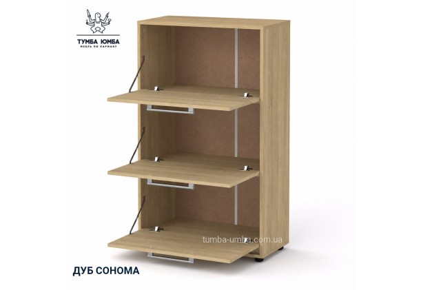 Фото товару «Тумба для взуття ТО-20» у кольорі дуб сонома, вигляд із відчиненими дверцятами - Компанит - Тумба-Юмба