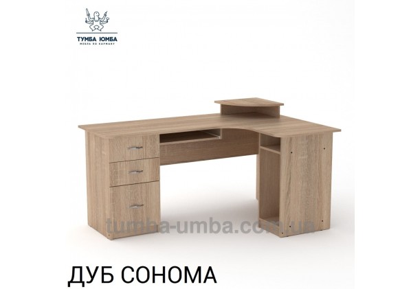 Фото готовый угловой стандартный стол СУ-3 Алекс в офис или домой для ноутбука или ПК в цвете дуб сонома дешево от производителя с доставкой по всей Украине