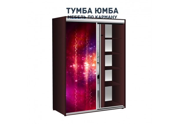 фото недорогой красивый и современный шкаф-купе 1000/600/2100 с раздвижными дверьми c пескоструйным рисунком/фотопечатью/зеркалами из ЛДСП от производителя в интернет-магазине TUMBA-UMBA™ Украина