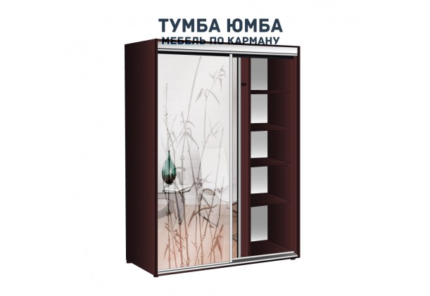 фото недорогой красивый и современный шкаф-купе 1700/600/2100 с раздвижными дверьми и пескоструйным рисунком из ЛДСП от производителя в интернет-магазине TUMBA-UMBA™ Украина