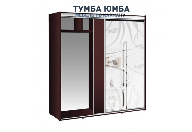 фото недорогой красивый и современный шкаф-купе 1900/600/2100 с раздвижными дверьми и пескоструйным рисунком из ЛДСП от производителя в интернет-магазине TUMBA-UMBA™ Украина