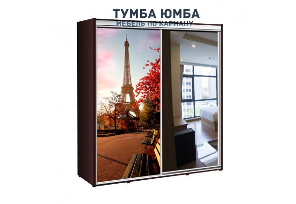 фото недорогой красивый и современный шкаф-купе 2000/600/2100 с раздвижными дверьми c фотопечатью  из ЛДСП от производителя в интернет-магазине TUMBA-UMBA™ Украина