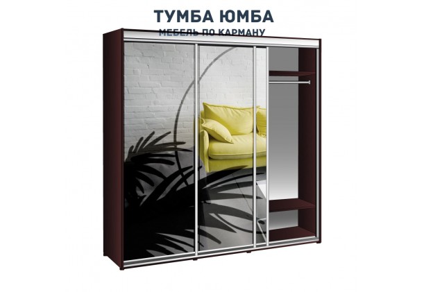 фото недорогой красивый и современный шкаф-купе 2400/600/2100 с зеркальными раздвижными дверьми из ЛДСП от производителя в интернет-магазине TUMBA-UMBA™ Украина