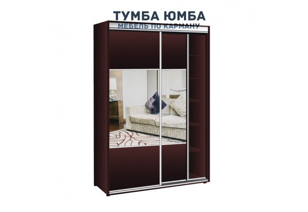 фото недорогой красивый и современный шкаф-купе 1100/450/2400 с раздвижными дверьми c зеркалами из ЛДСП от производителя в интернет-магазине TUMBA-UMBA™ Украина
