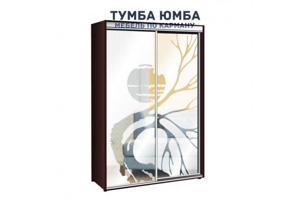 фото недорогой красивый и современный шкаф-купе 1400/450/2400 с раздвижными дверьми с пескоструйным рисунком из ЛДСП от производителя в интернет-магазине TUMBA-UMBA™ Украина