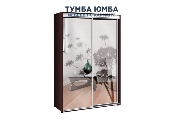 фото недорогой красивый и современный шкаф-купе 1700/600/2400 с раздвижными дверьми и пескоструйным рисунком из ЛДСП от производителя в интернет-магазине TUMBA-UMBA™ Украина