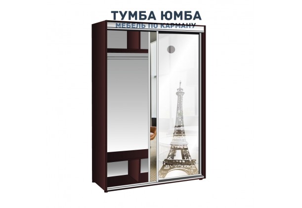 фото высокий недорогой красивый и современный шкаф-купе 1800/600/2400 с раздвижными дверьми и пескоструйным рисунком из ЛДСП от производителя в интернет-магазине TUMBA-UMBA™ Украина