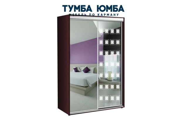 фото недорогой красивый и современный шкаф-купе 1100/600/2200 с раздвижными дверьми с пескоструйным рисунком из ЛДСП от производителя в интернет-магазине TUMBA-UMBA™ Украина