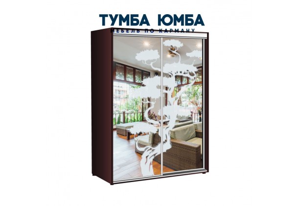 фото недорогой красивый и современный шкаф-купе 1500/600/2200 с зеркальными раздвижными дверьми из ЛДСП от производителя в интернет-магазине TUMBA-UMBA™ Украина
