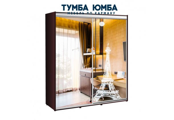 фото недорогой красивый и современный шкаф-купе 1900/600/2200 с раздвижными дверьми с пескоструйным рисунком от производителя в интернет-магазине TUMBA-UMBA™ Украина