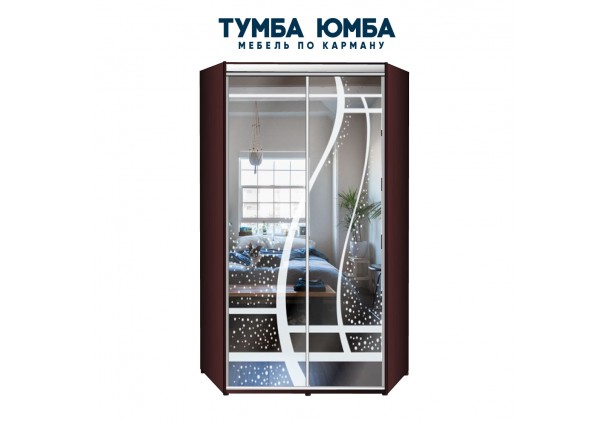 фото недорогой красивый и современный угловой шкаф-купе 1100/1100/2200 с раздвижными дверьми с фотопечатью из ЛДСП от производителя в интернет-магазине TUMBA-UMBA™ Украина