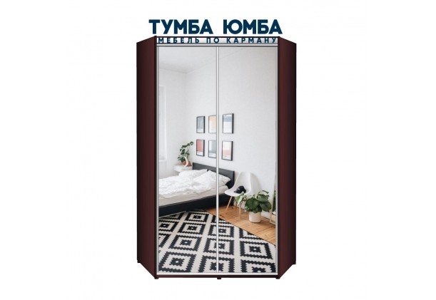 фото недорогой красивый и современный шкаф-купе 1300/1300/2200 с раздвижными дверьми с чистыми зеркалами из ЛДСП от производителя в интернет-магазине TUMBA-UMBA™ Украина