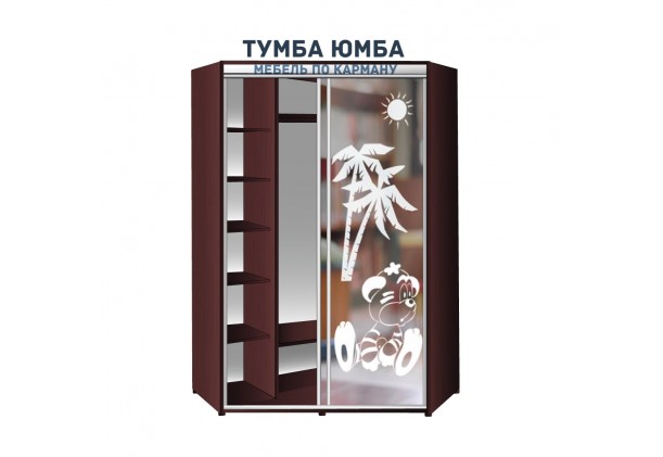 фото недорогой красивый и современный шкаф-купе 1500/1500/2100 с раздвижными дверьми с пескоструйным рисунком из ЛДСП от производителя в интернет-магазине TUMBA-UMBA™ Украина