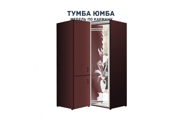 фото недорогой красивый угловой шкаф-купе с пеналом-1 1000х2100 c пескоструйным рисунком, низкая цена от производителя в интернет-магазине TUMBA-UMBA™ Украина