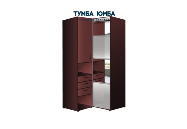 фото недорогой красивый угловой шкаф-купе с пеналом-3 и выдвижными ящиками 1000х2100 c пескоструйным рисунком, низкая цена от производителя в интернет-магазине TUMBA-UMBA™ Украина
