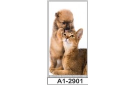 Фотопечать А1-2901 для шкафа-купе на одну дверь. Котёнок и щенок
