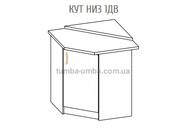 Фото-схема тумбы Оля-МС Угол низ 1Дв Мебель-Сервис дешево от производителя с доставкой по всей Украине