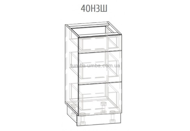 Фото-схема шкаф-стол с ящиками Грета 40Н3Ш Мебель-Сервис дешево от производителя с доставкой по всей Украине