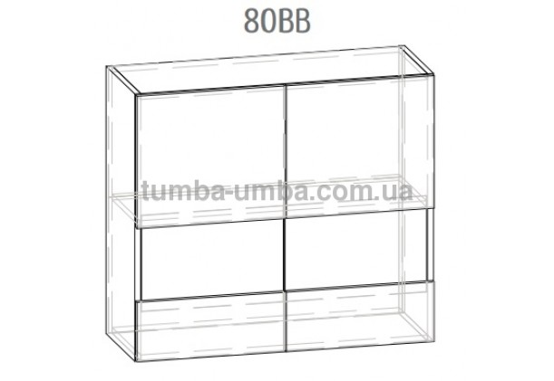 Фото-схема тумба-витрина Грета "Верх 80ВВ" Мебель-Сервис дешево от производителя с доставкой по всей Украине