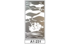 Пескоструйный рисунок А1-231 на одну дверь шкафа-купе. Корабль