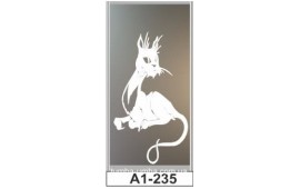 Пескоструйный рисунок А1-235 на одну дверь шкафа-купе. Кот