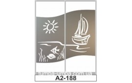 Пескоструйный рисунок А2-188 на две двери шкафа-купе. Рыбки
