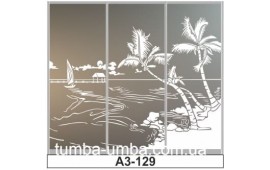 Пескоструйный рисунок А3-129 на три двери шкафа-купе. Пальмы