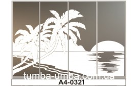 Пескоструйный рисунок А4-0131 на четыре двери шкафа-купе. Пляж