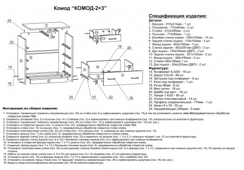 Комод к 5 инструкция по сборке