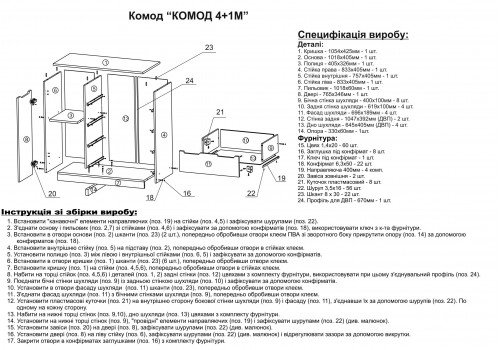 Инструкция по сборке комода с 4 ящиками