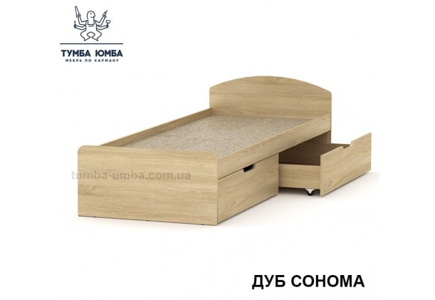 фото односпальная кровать 90+2 с бельевыми ящиками для хранения в цвете дуб сонома дешево от производителя с доставкой по всей Украине.