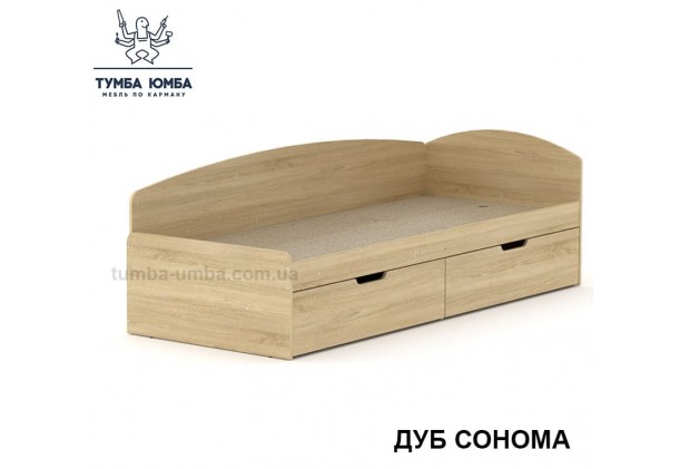фото односпальная кровать 90+2С с бельевыми ящиками для хранения и бортиком в цвете дуб сонома дешево от производителя с доставкой по всей Украине.