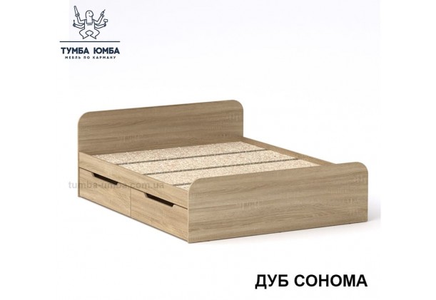 фото стандартная кровать Виола-140 см Компанит в спальню, на дачу или для общежития в цвете дуб сонома дешево от производителя с доставкой по всей Украине