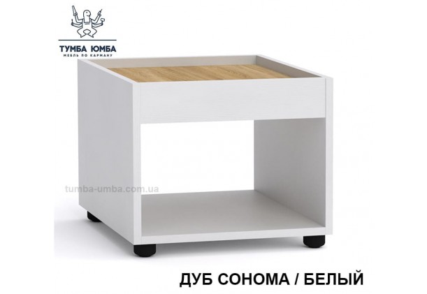 фото недорогой современный журнальный стол-1 МГ-6 Компанит цвет дуб сонома и белый в интернет-магазине мебели эконом-класса TUMBA-UMBA™
