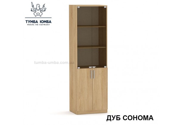 Фото недорогой стандартный мебельный распашной пенал КШ-6 ДСП с полками для дома и офиса в цвете дуб сонома дешево от производителя с доставкой по всей Украине