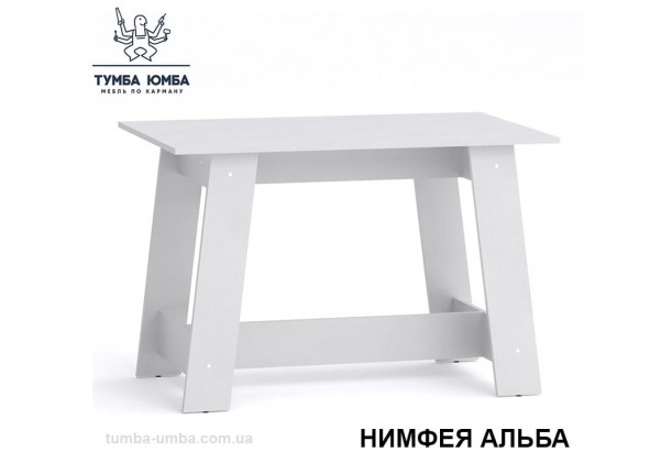 Фото недорогой простой стандартный нераскладной обеденный стол КС-11 ДСП минимализм для дома в цвете Нимфея Альба (белый структурный) дешево от производителя с доставкой по всей Украине