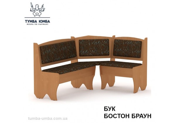 Фото недорогой простой стандартный угловой кухонный диванчик Дания ДСП с нишами для хранения для дома, дачи или бани в цвете бук дешево от производителя с доставкой по всей Украине