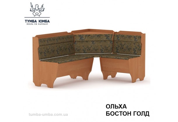 Фото недорогой простой стандартный угловой кухонный диванчик Корсика ДСП с нишами для хранения для дома, дачи или бани в цвете ольха дешево от производителя с доставкой по всей Украине