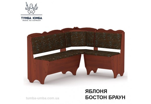 Фото недорогой простой стандартный угловой кухонный диванчик Родос ДСП с нишами для хранения для дома, дачи или бани в цвете яблоня дешево от производителя с доставкой по всей Украине
