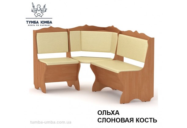 Фото недорогой простой стандартный угловой кухонный диванчик Сирия ДСП с нишами для хранения для дома, дачи или бани в цвете ольха дешево от производителя с доставкой по всей Украине