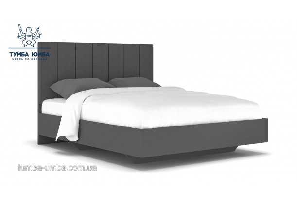 фото стандартная двуспальная кровать Лондон-2 с мягким изголовьем  160 см в спальню в сером цвете дешево от производителя с доставкой по всей Украине