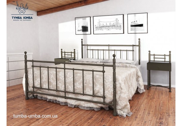 фото стандартна металеве односпальне ліжко Неаполь Метал-Дизайн в спальню, на дачу або в готель від виробника з доставкою по всій Україні