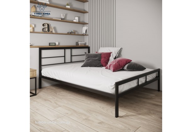фото стандартна односпальне металеве ліжко Дабл Метал-Дизайн в спальню, на дачу або в готель дешево від виробника з доставкою по всій Україні