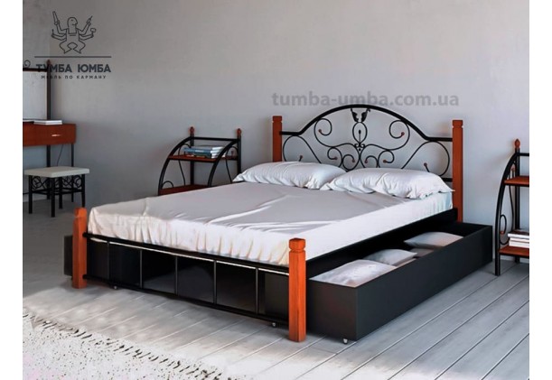 Кровать металлическая Анжелика на деревянных ногах