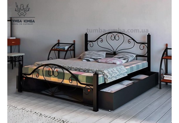 Кровать металлическая Джоконда на деревянных ногах