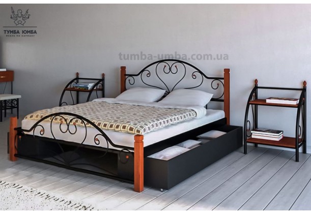 Кровать металлическая Джоконда на деревянных ногах