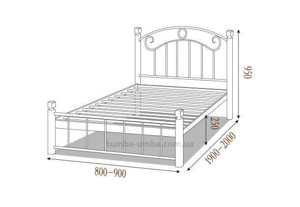 Односпальная металлическая кровать Монро на деревянных ногах