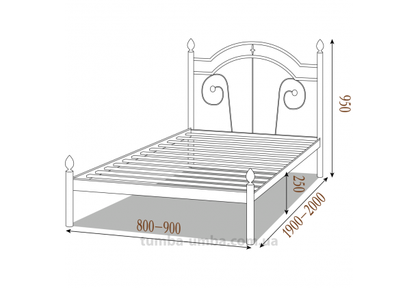 Односпальная металлическая кровать Диана